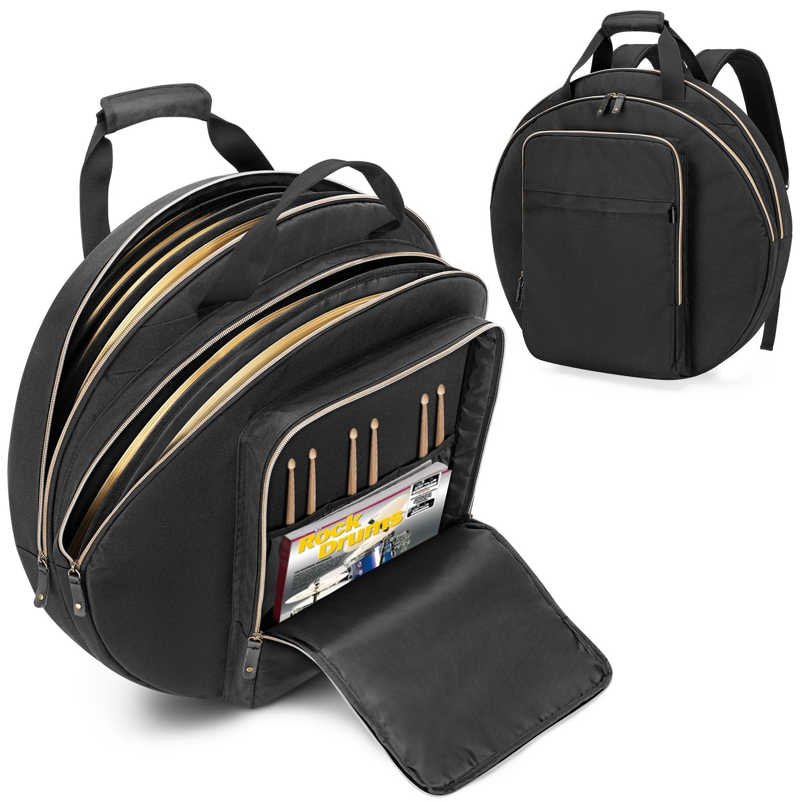 22" Cymbal Bag, Double Layer Cymbal Case with 6mm Padded Divider, Handles and...