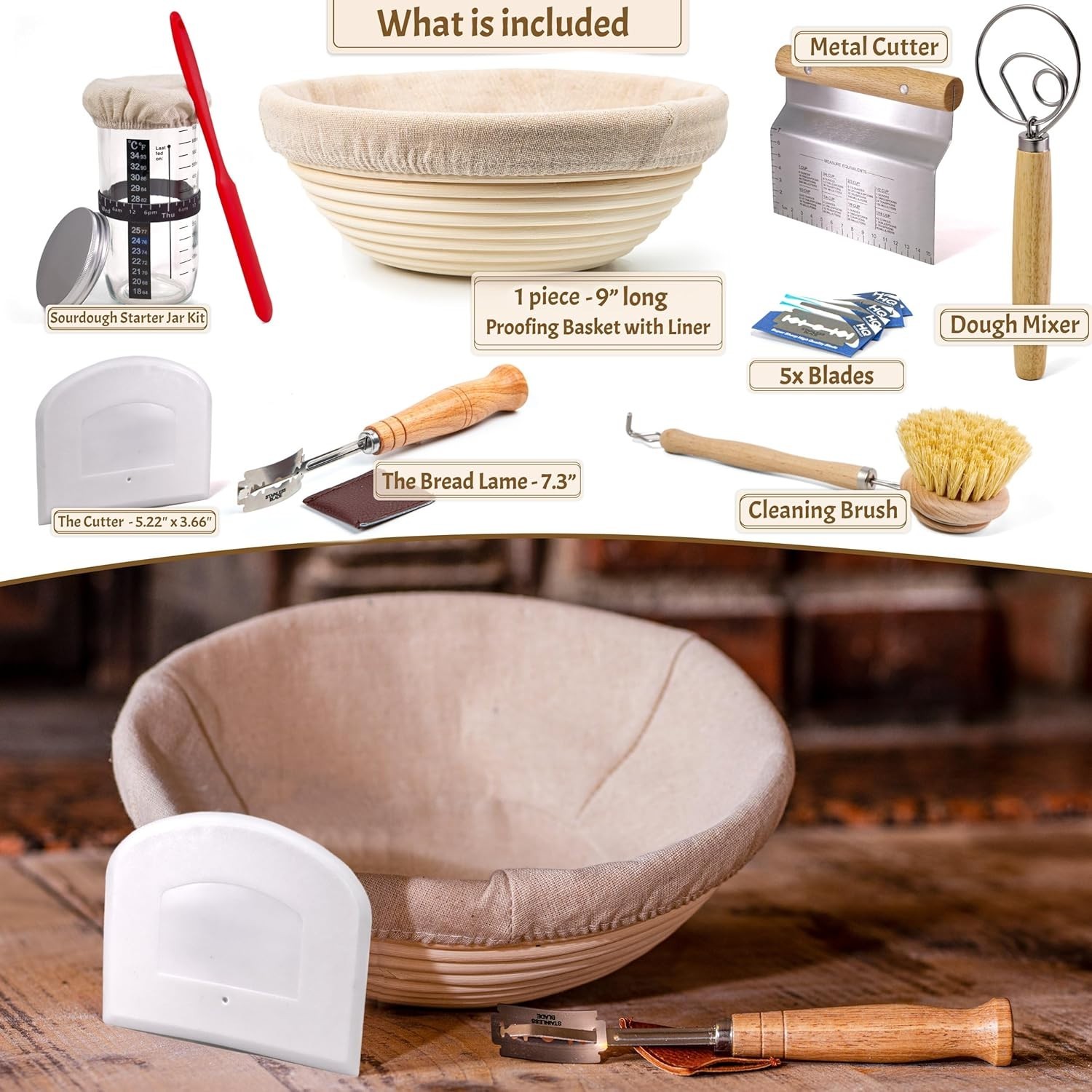Beginner's Sourdough Starter Kit – Complete Bread Baking Set with Banneton