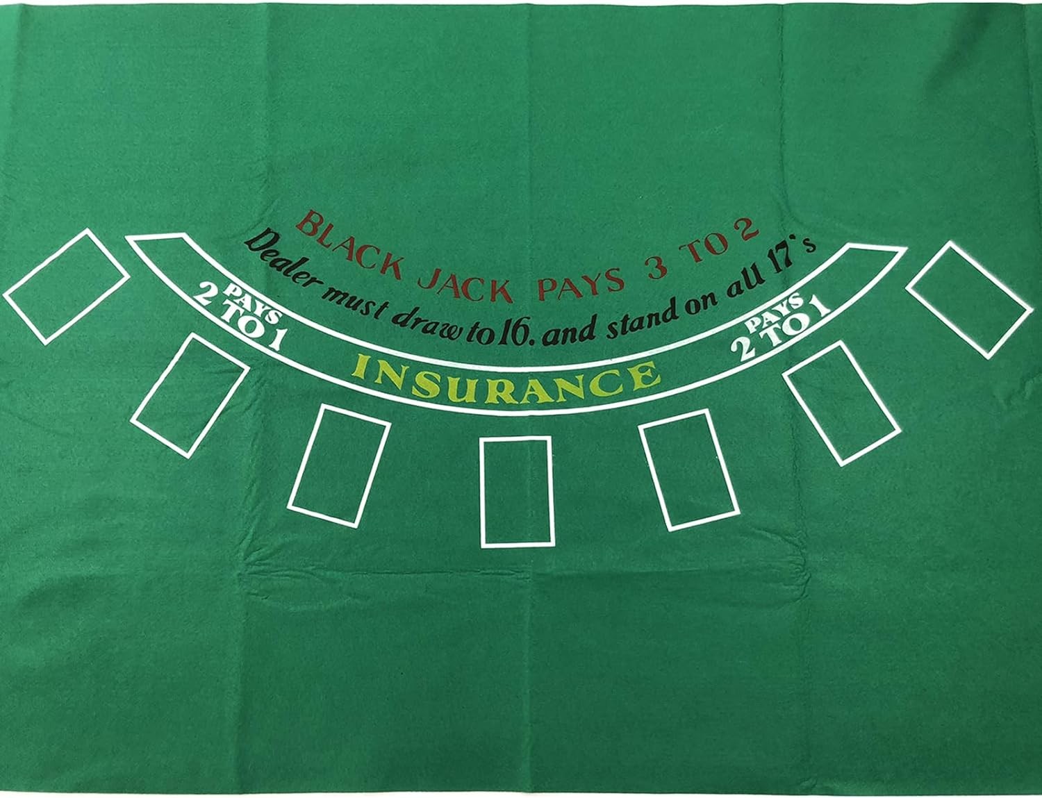 Blackjack Table Top Felt Layout - 36" x 72" 36" x 72", Green