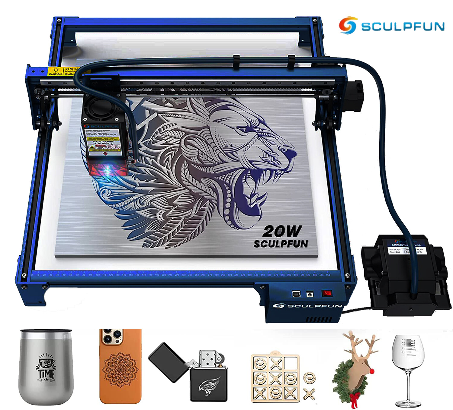 SCULPFUN S30 PRO MAX 120W Effect Laser Engraver w/ Automatic Air-assist Kit U6S0