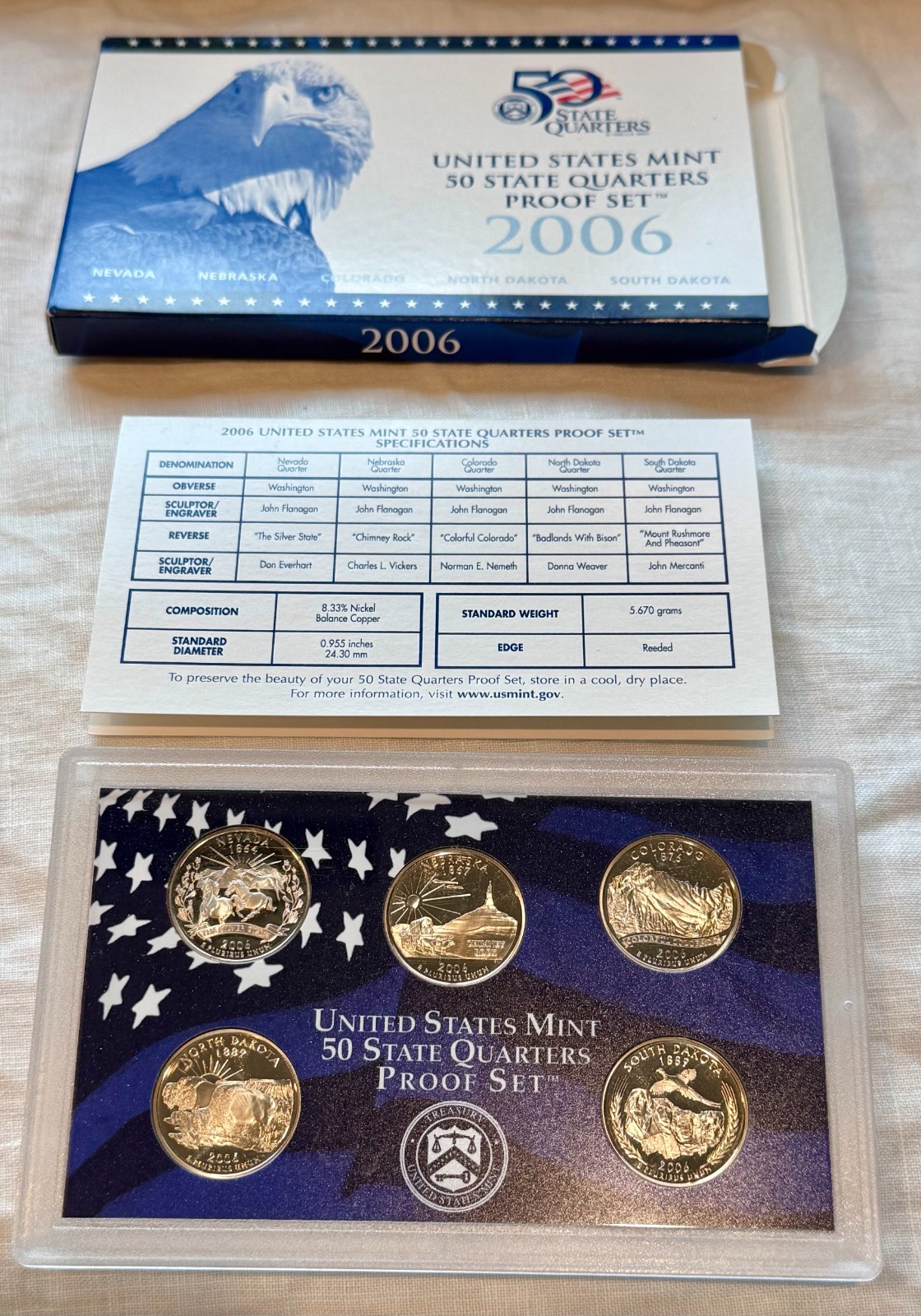 2006 United States Mint 50 State Quarters Proof Set OGP & COA (Clad)