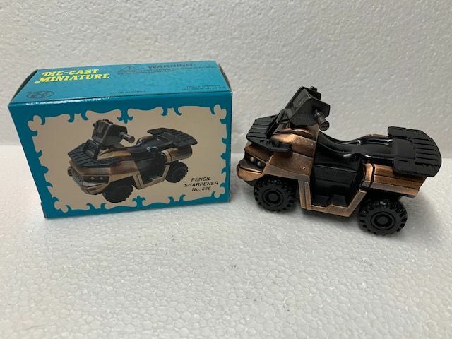 ATV 4 WHEELER BRONZE DIE CAST METAL COLLECTIBLE PENCIL SHARPENER NEW / BOX