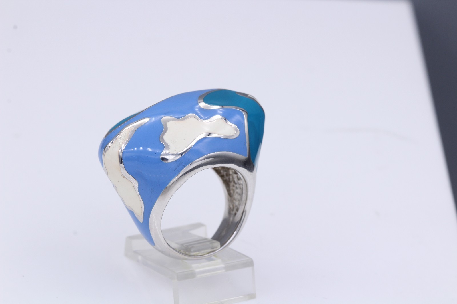 ARTIST RING SILVER 925 ITALY MADE INSPIRED BY FAMOUS ARTIST ENAMEL RING SIZE 7