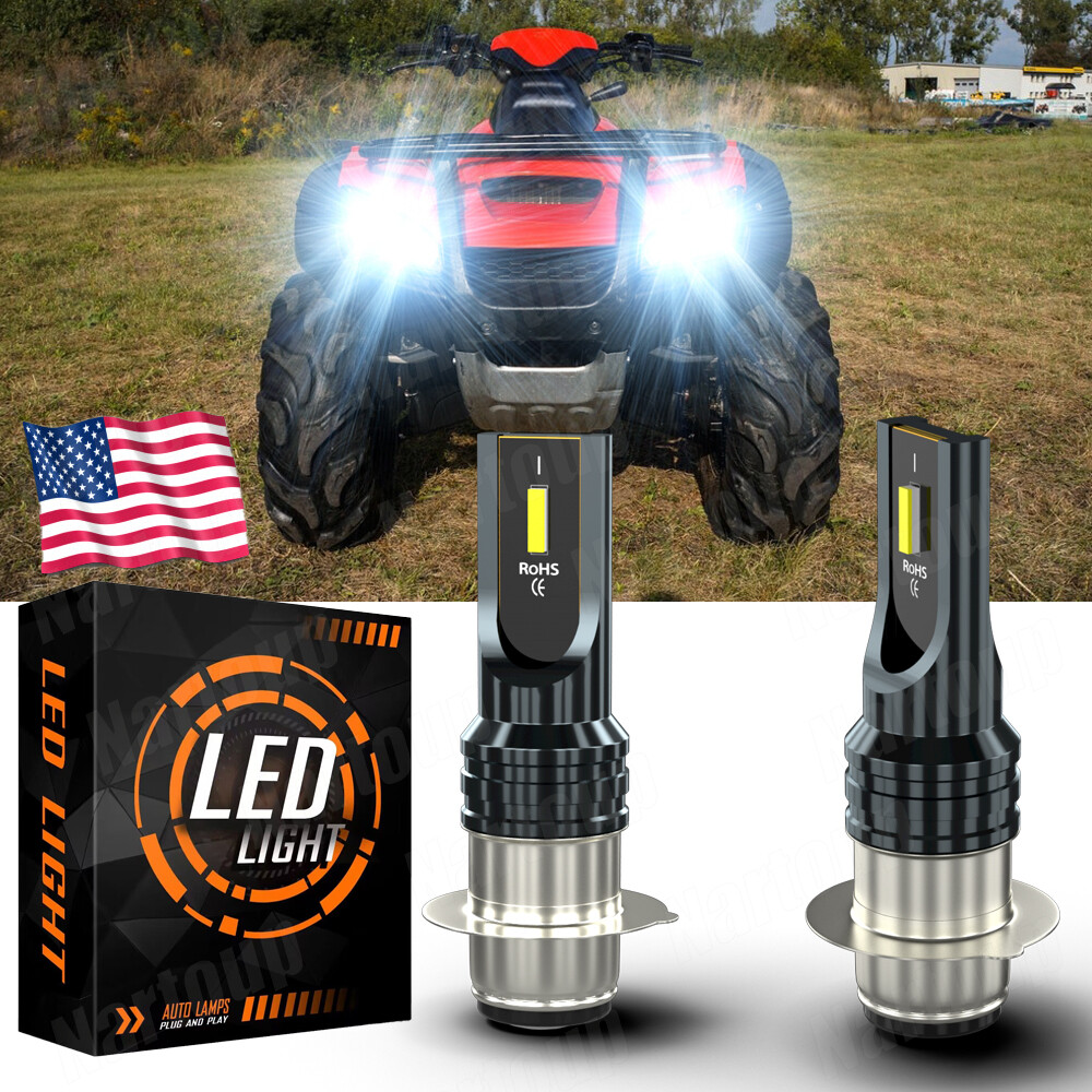For Honda Rincon 650 680 2003-2015 Pair H6M 1860 LED Headlight 6000K White Bulb