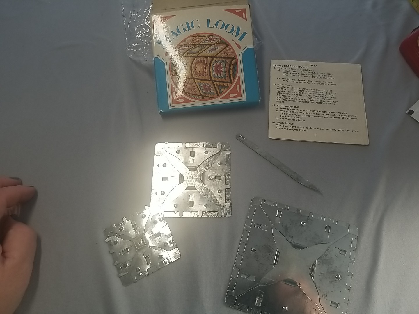 Vintage Granny Square Maker Magic Loom Metal 3 Sizes Complete