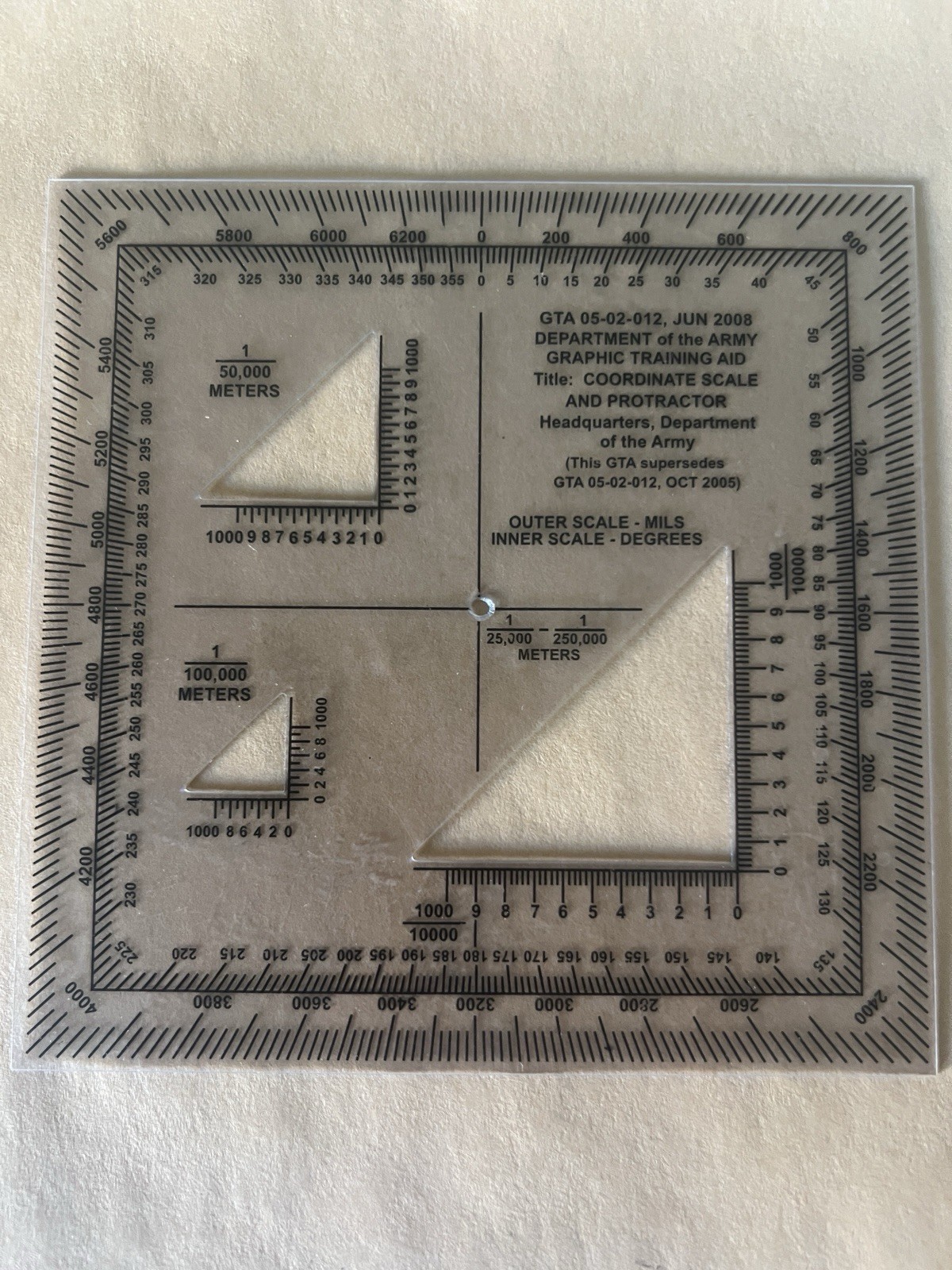GTA 05-02-012 Protractor Army Coordinate Scale 5inch