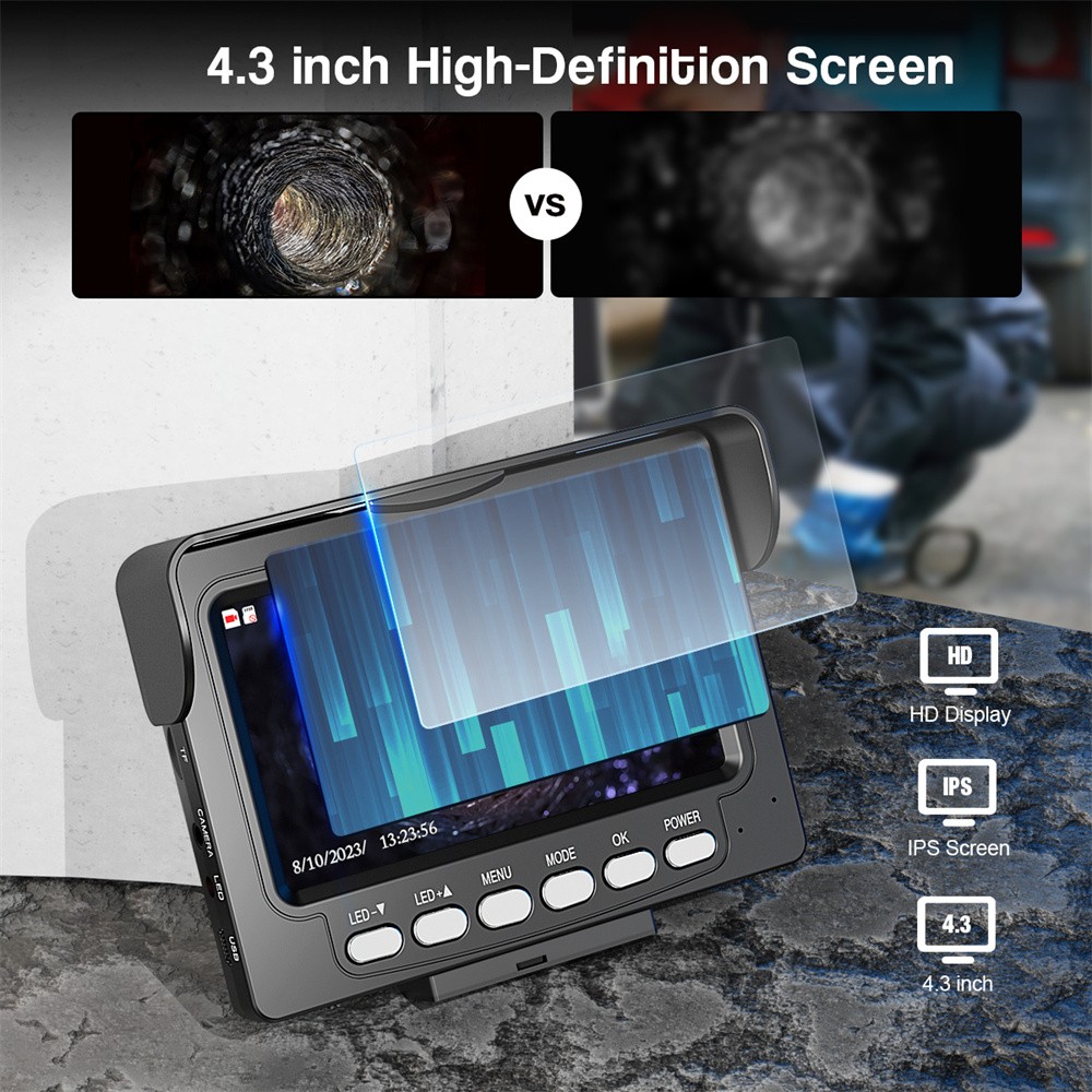 ESANHAO Pipe Inspection Camera Drain Sewer Camera Industrial Endoscope 4.3''