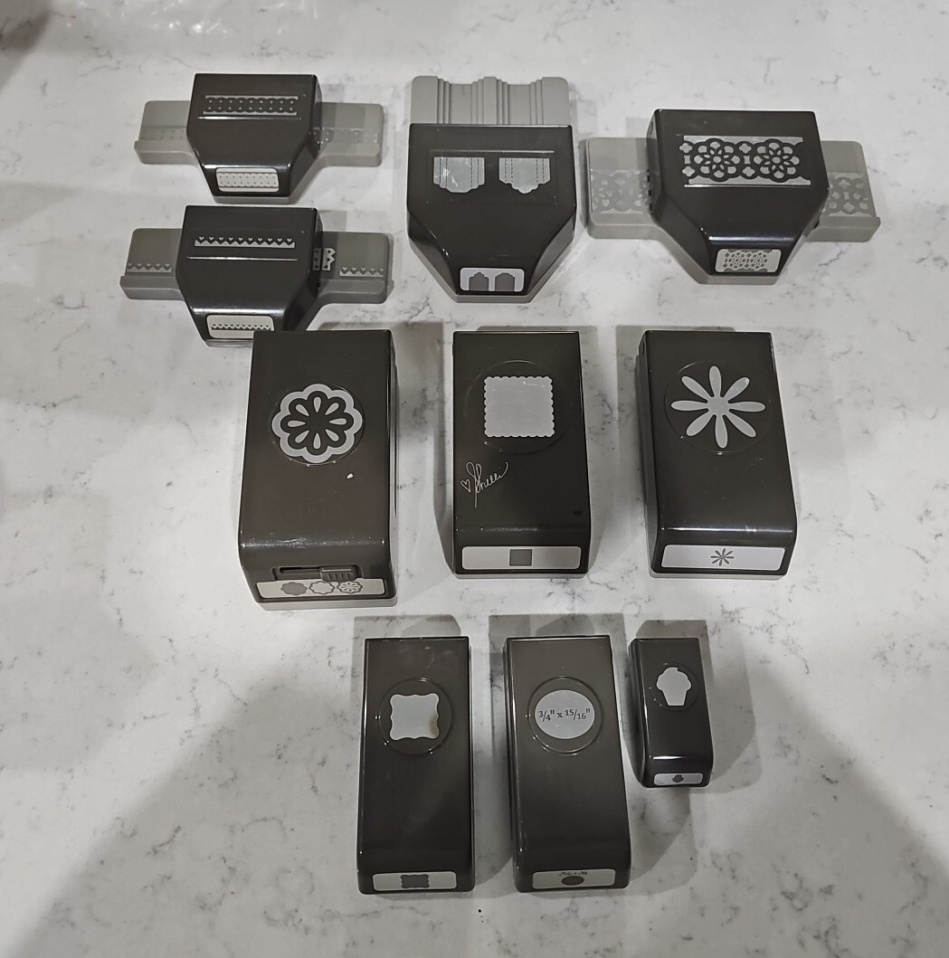 Stampin Up! Lot Of 10 Decorative Label Hole Punches For Cards And Scrapbooking