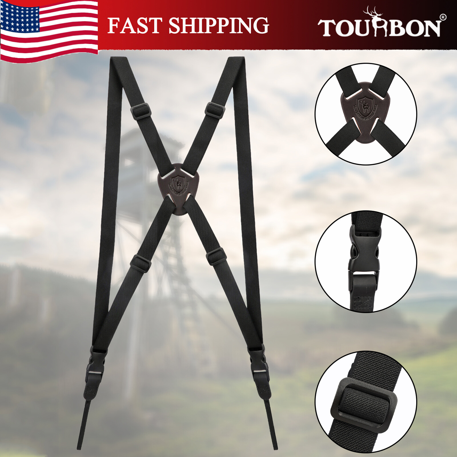 Tourbon Binocular Harness Hunting Camera Strap Adjustable Shoulder Slings Belt