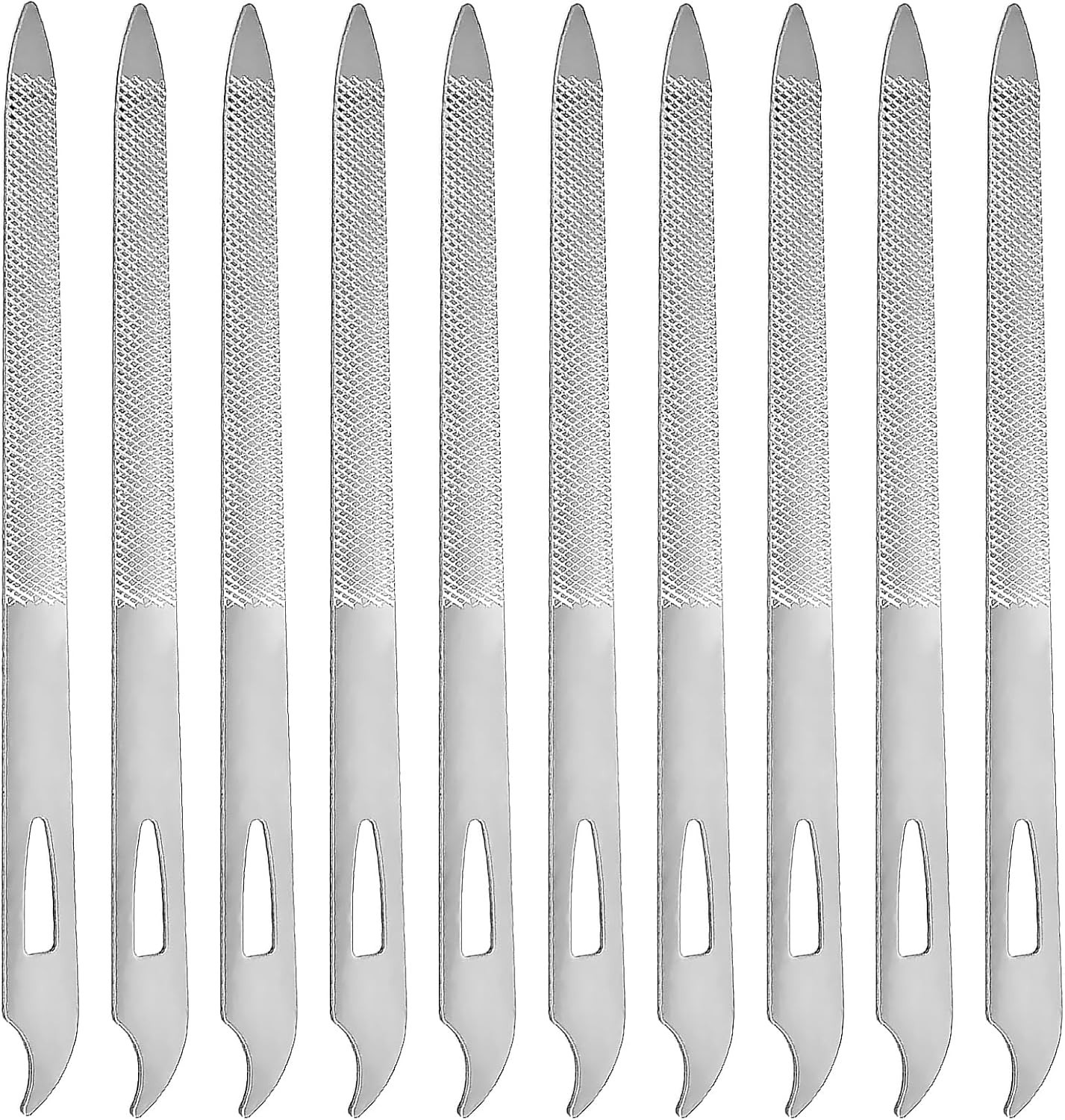 10 Pcs Stainless Steel Double-sided Metal Nail Files for Fingernails & Toenails