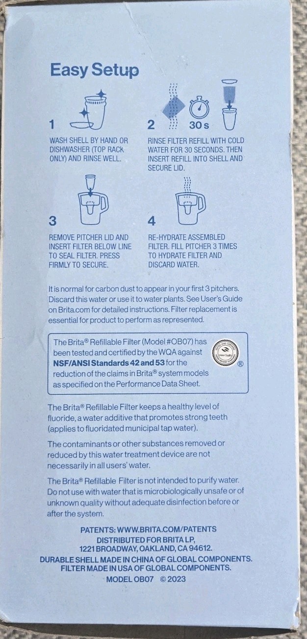 Brita Refillable Water Filtration Starter Kit 1 Reusable Filter Shell 3 Refills