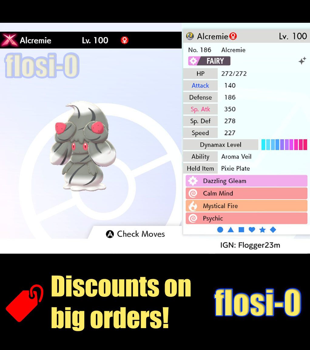 6IV Ultra Shiny Alcremie Gigantamax Pokemon Sword and Shield (Square Shiny)