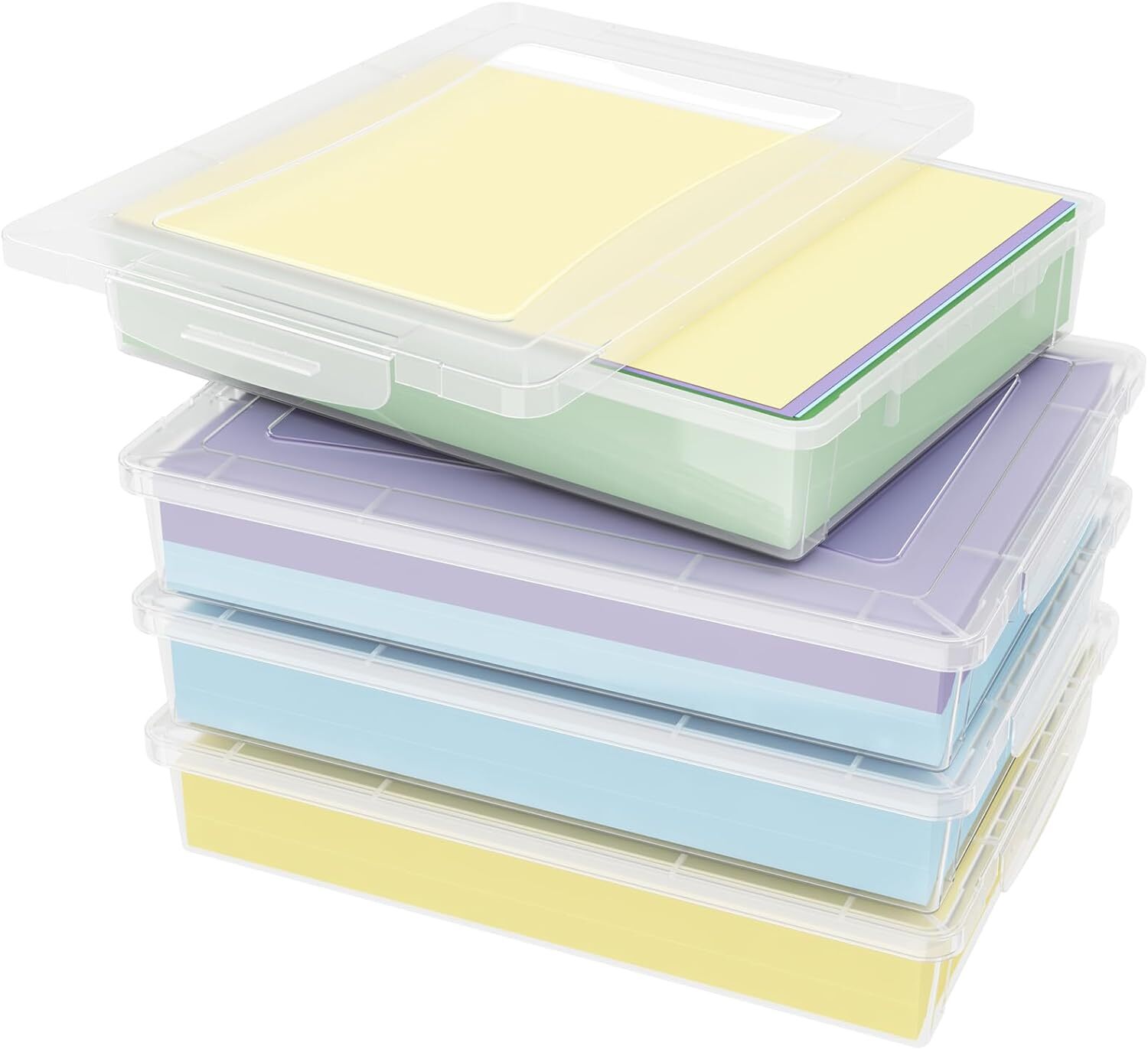 Lifewit 4 Pack Plastic Multi-Purpose Storage Box with Latching Transparent