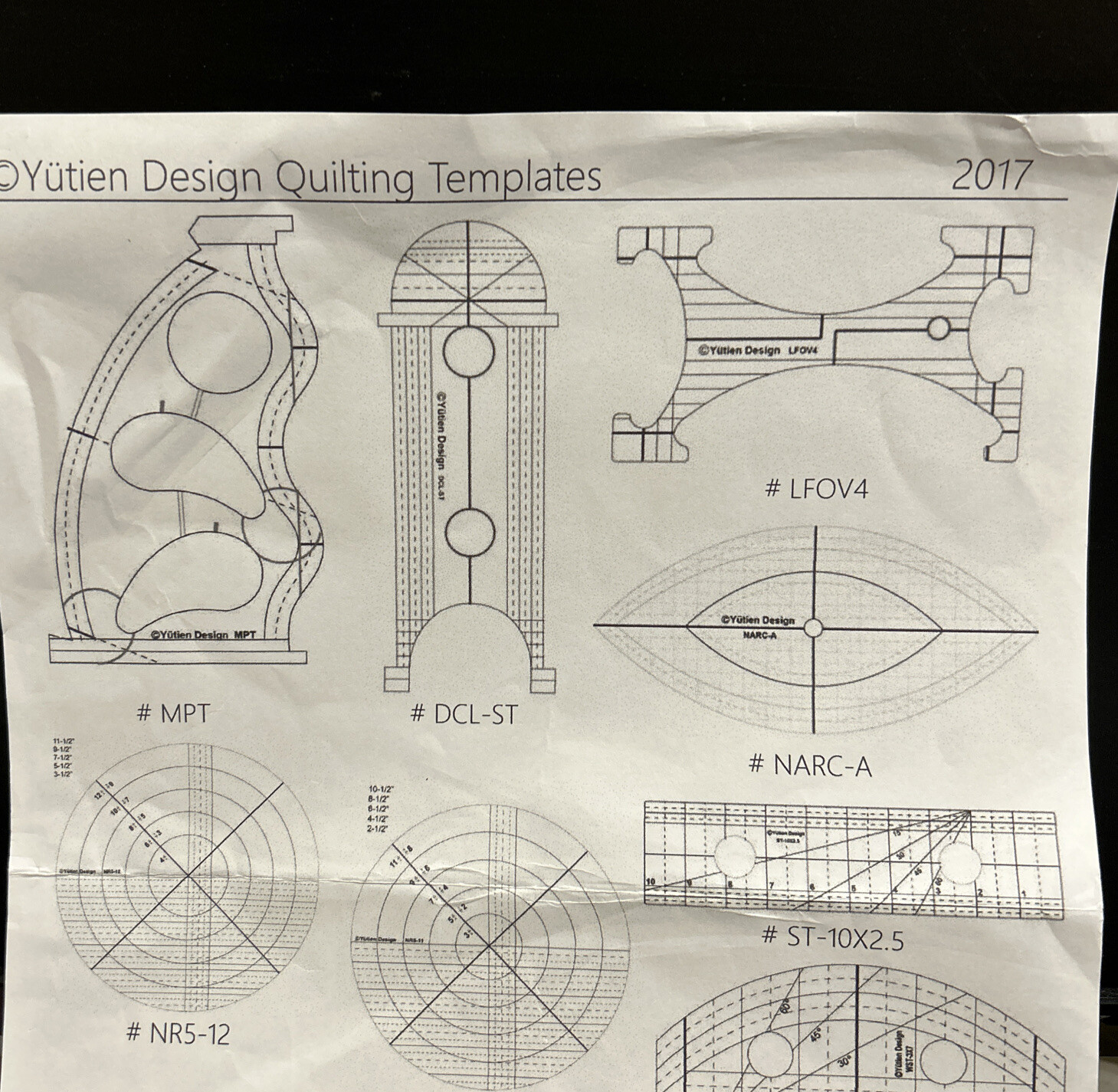 Multi-purpose Feather Yütien Design Quilting Templates #MPT