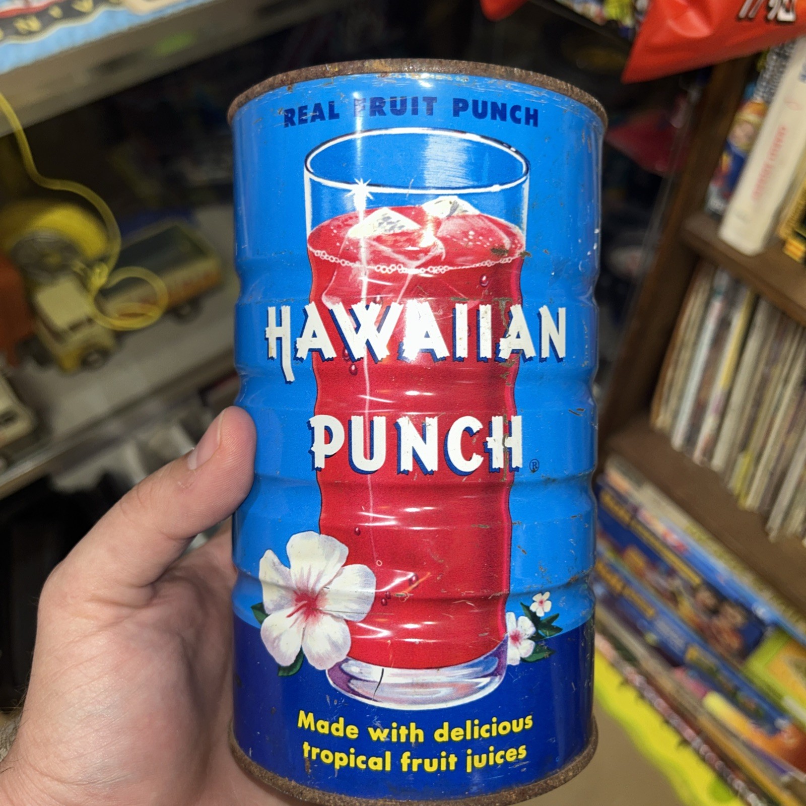 Vtg 1955 Hawaiian Punch Fruit Juice 46oz Can Tin Advertising Great Color !