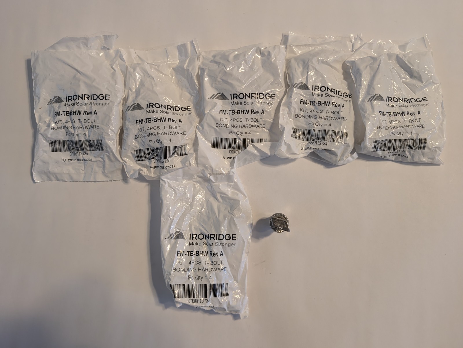 NEW LOT OF 25 IronRidge FM-TB-BHW Rev. A T-BOLT BONDING HARDWARE