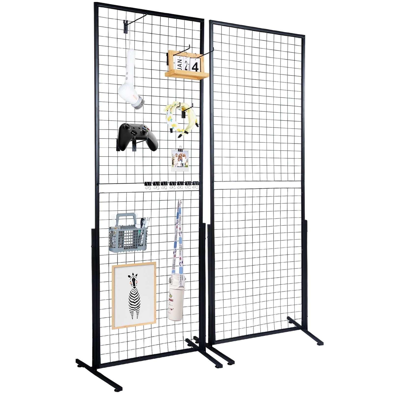 2'x 5.6' Grid Wall Panels Tower,2 Packs Wire Gridwall Display Racks with T-Base