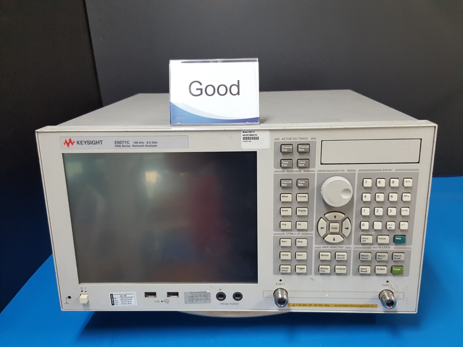Keysight E5071C: Network Analyzer 100 kHz to 8.5GHz W/Opt.  019 285 1E5 (0794)