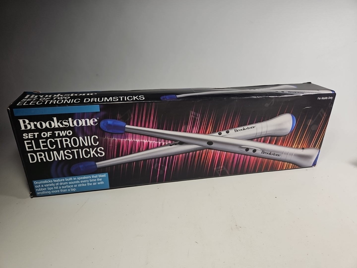Brookstone Set Of Two Electrotonic Drumsticks New Open Box Snare Cymbal Tom-Tom
