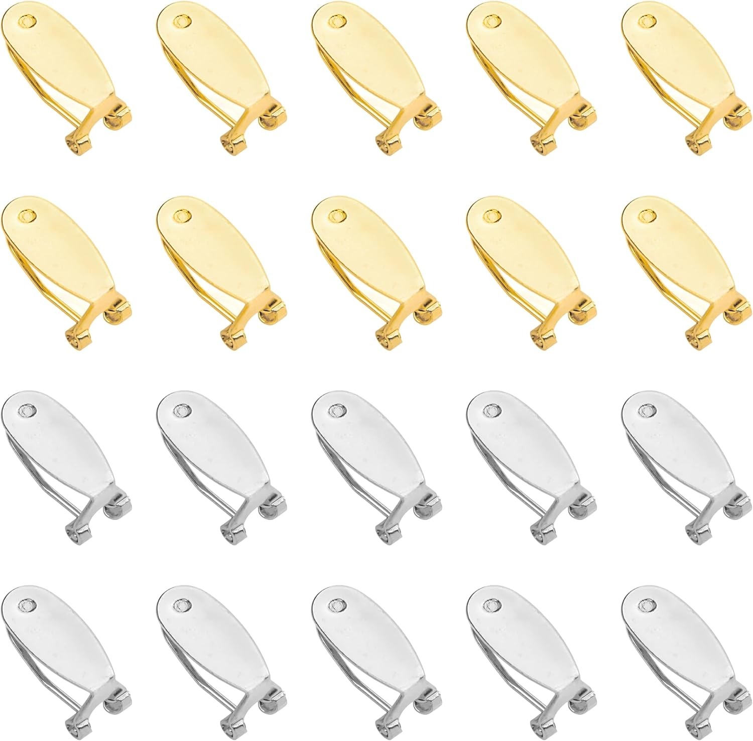 20PCS Fingernail Earring Post Backs, Hypoallergenic Clip Base Studs, Hinged Pads