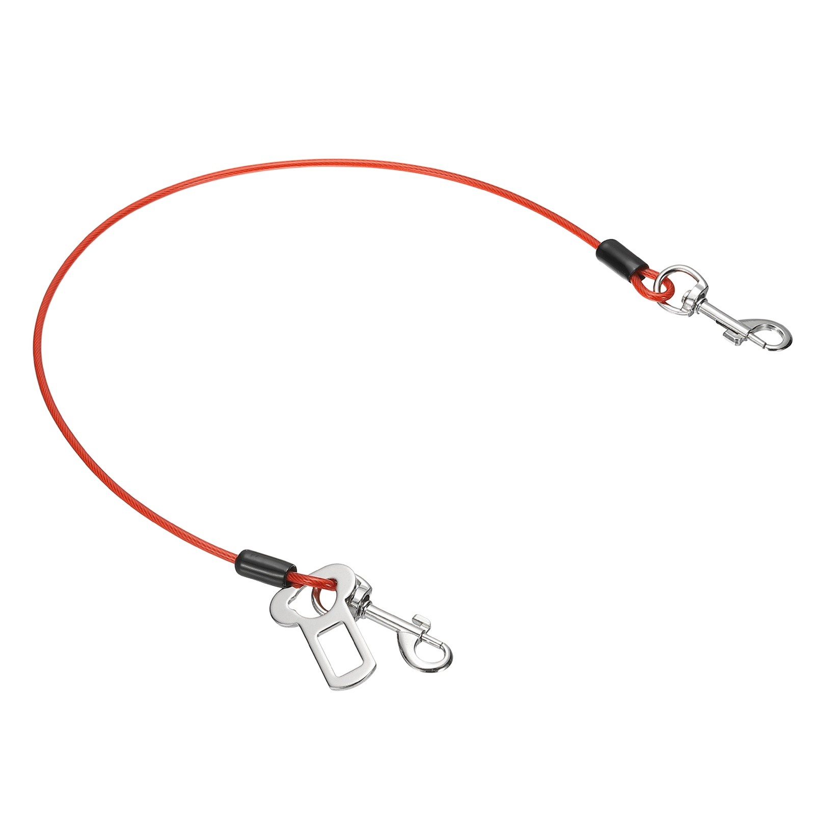 Chew Proof Dog Leash, 24 in Dog Seat Belt Harness with Clips, Red 1Pcs