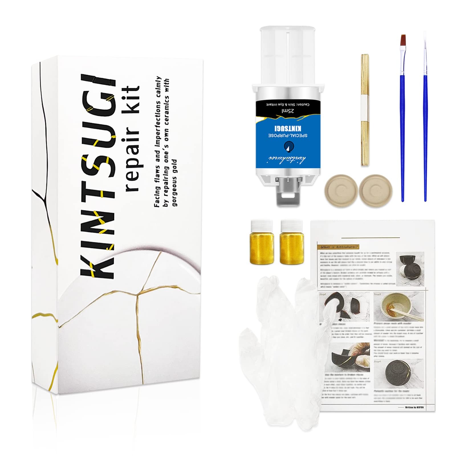 Kintsugi Repair Kit Gold, Japanese Kintsugi Kit to Improve Your Ceramic, Repair