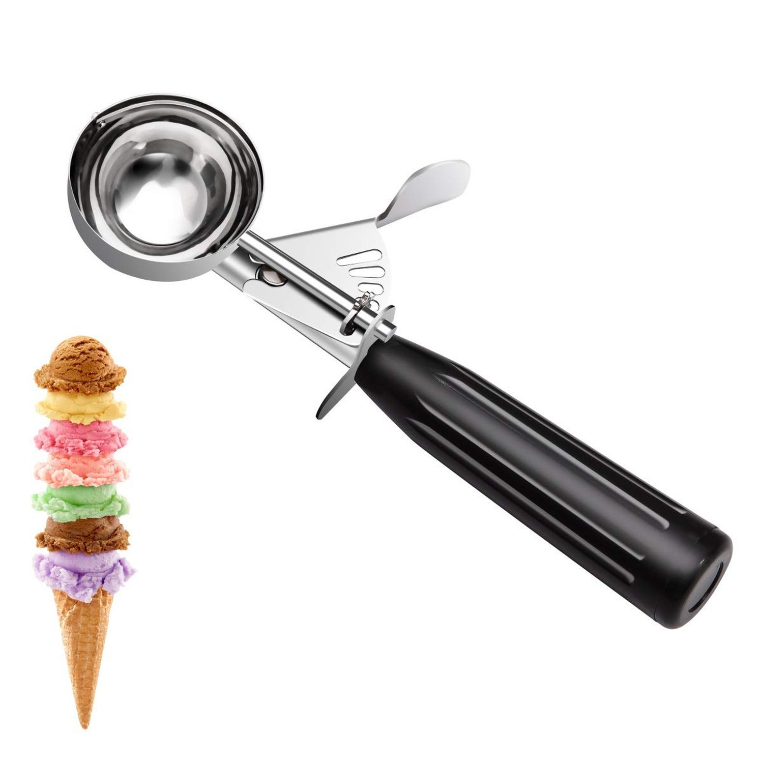 TOPKITCHEN Commercial-Grade Ice Cream Scoop 4 oz, 18/8 Stainless Steel Cookie...
