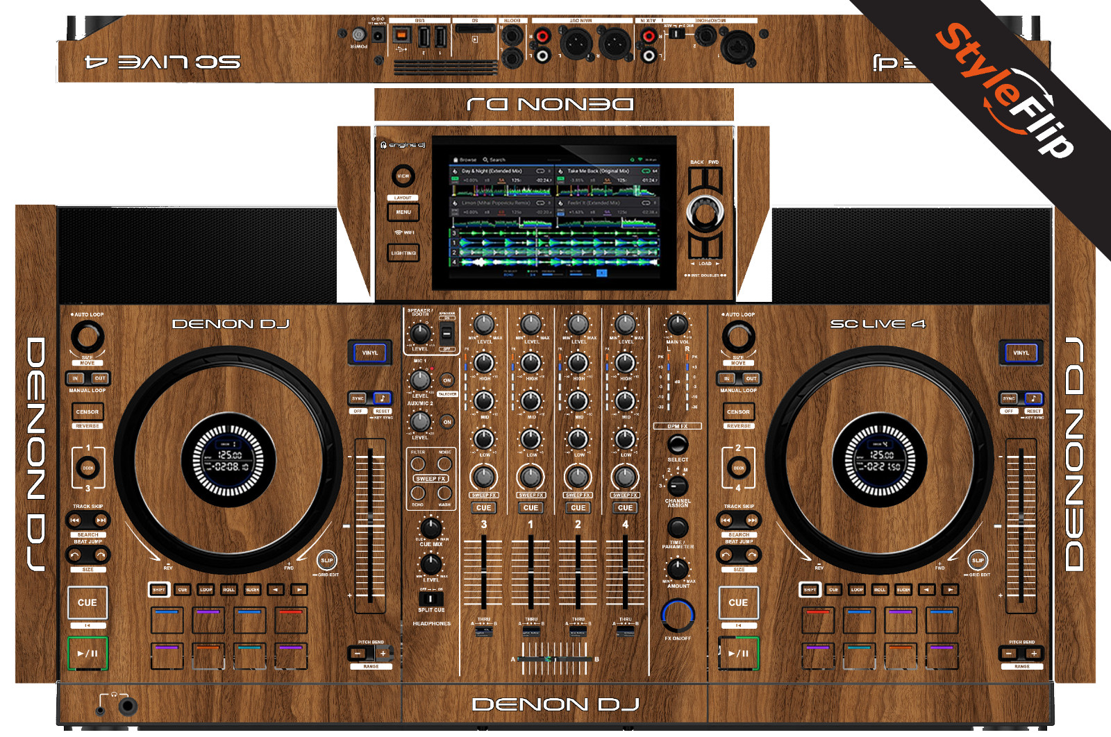 Denon SC Live 4 | Color Wood 2 | Protective Decal | StyleFlip Skins