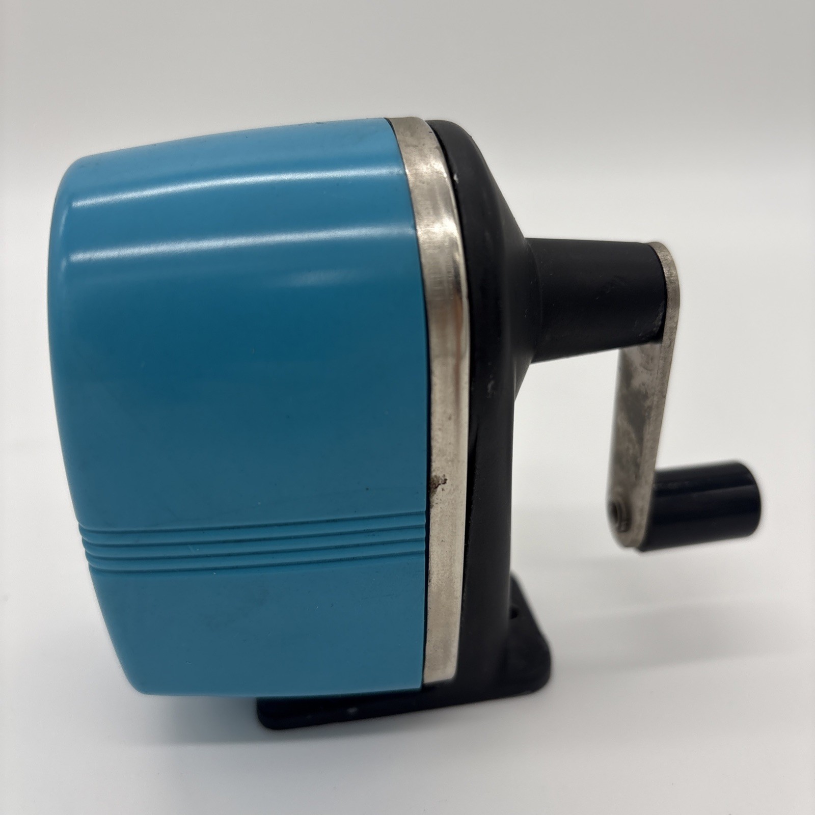 Vintage APSCO Midget Pencil Sharpener Teal Wall Mount Crank USA Metal Turquoise