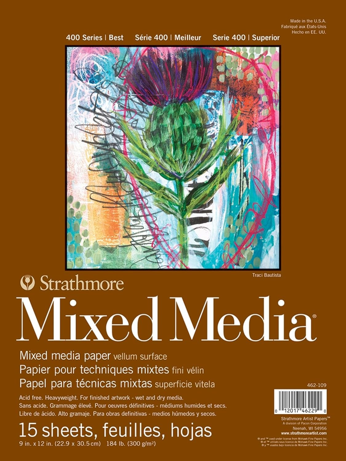 Strathmore Mixed Media Vellum Paper Pad 9"X12"-15 Sheets 9x12, White