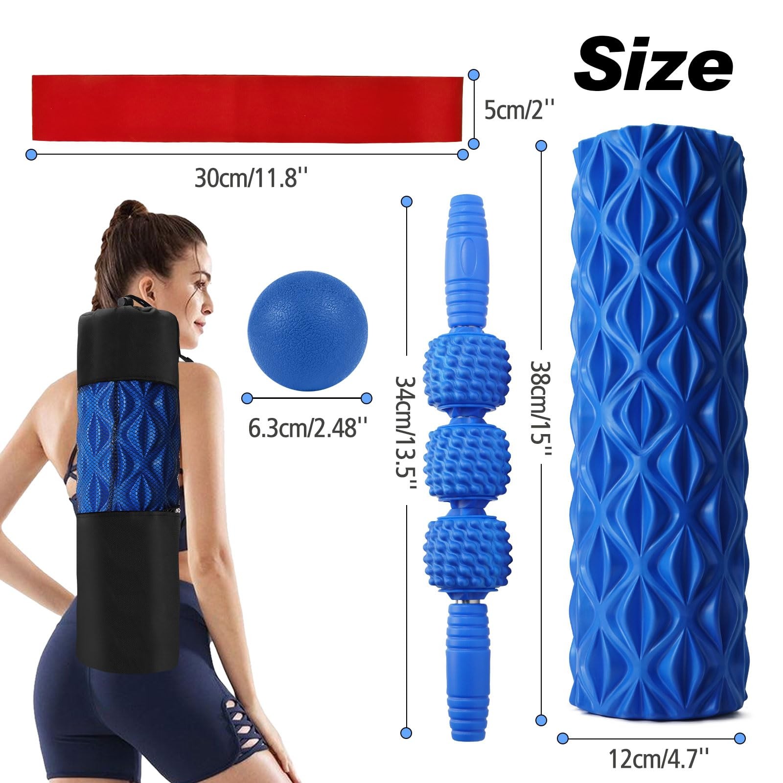 5 in 1 Foam Roller Set High Density Patented Foam Roller for Exercise