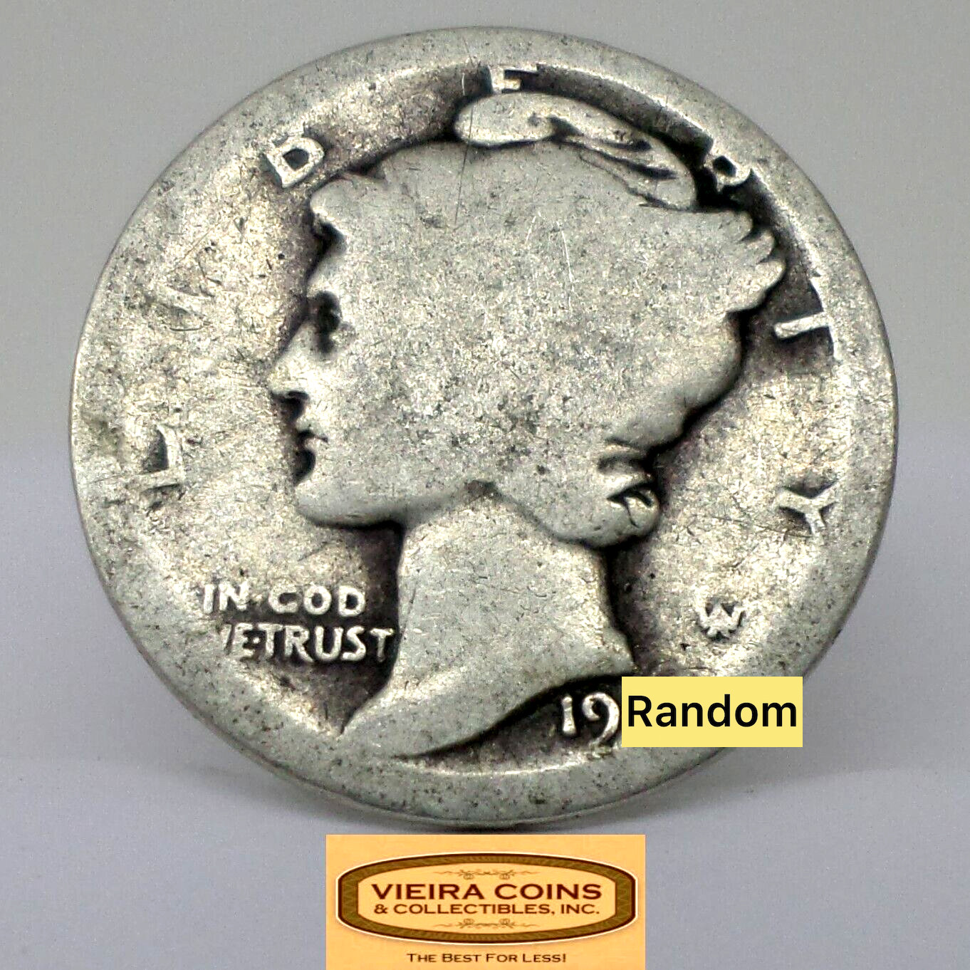 1925-S Mercury Silver Dime, Full Date Heavily Circulated  - #G35