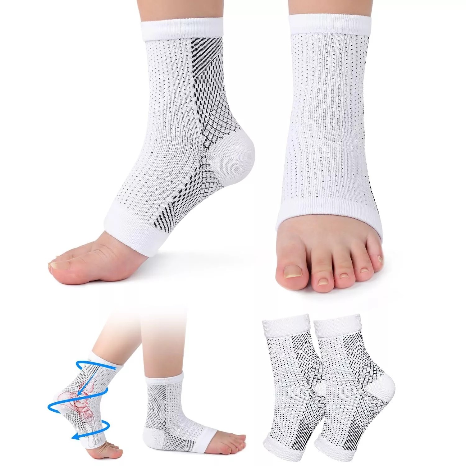3 Pairs Toeless Socks For Women and Men, Soothe Relief Compression Socks