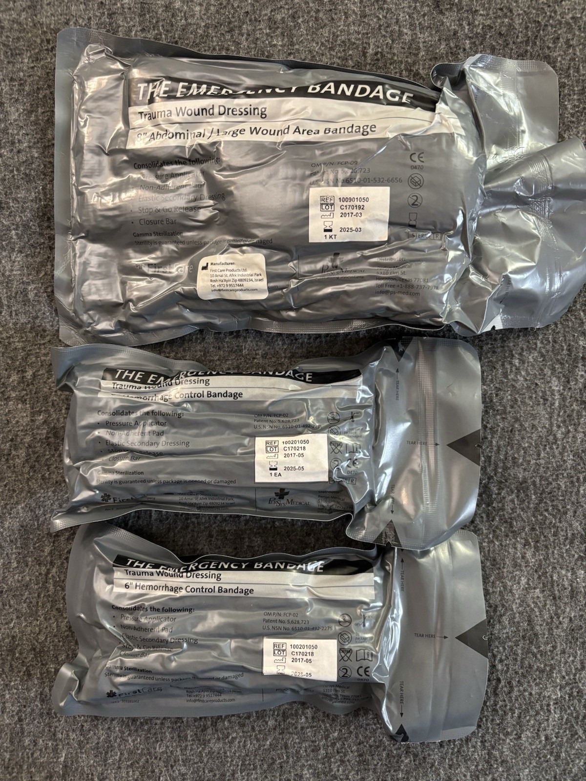 Israeli Trauma Wound Dressing Hemorrhage Control Bandage Set Expired