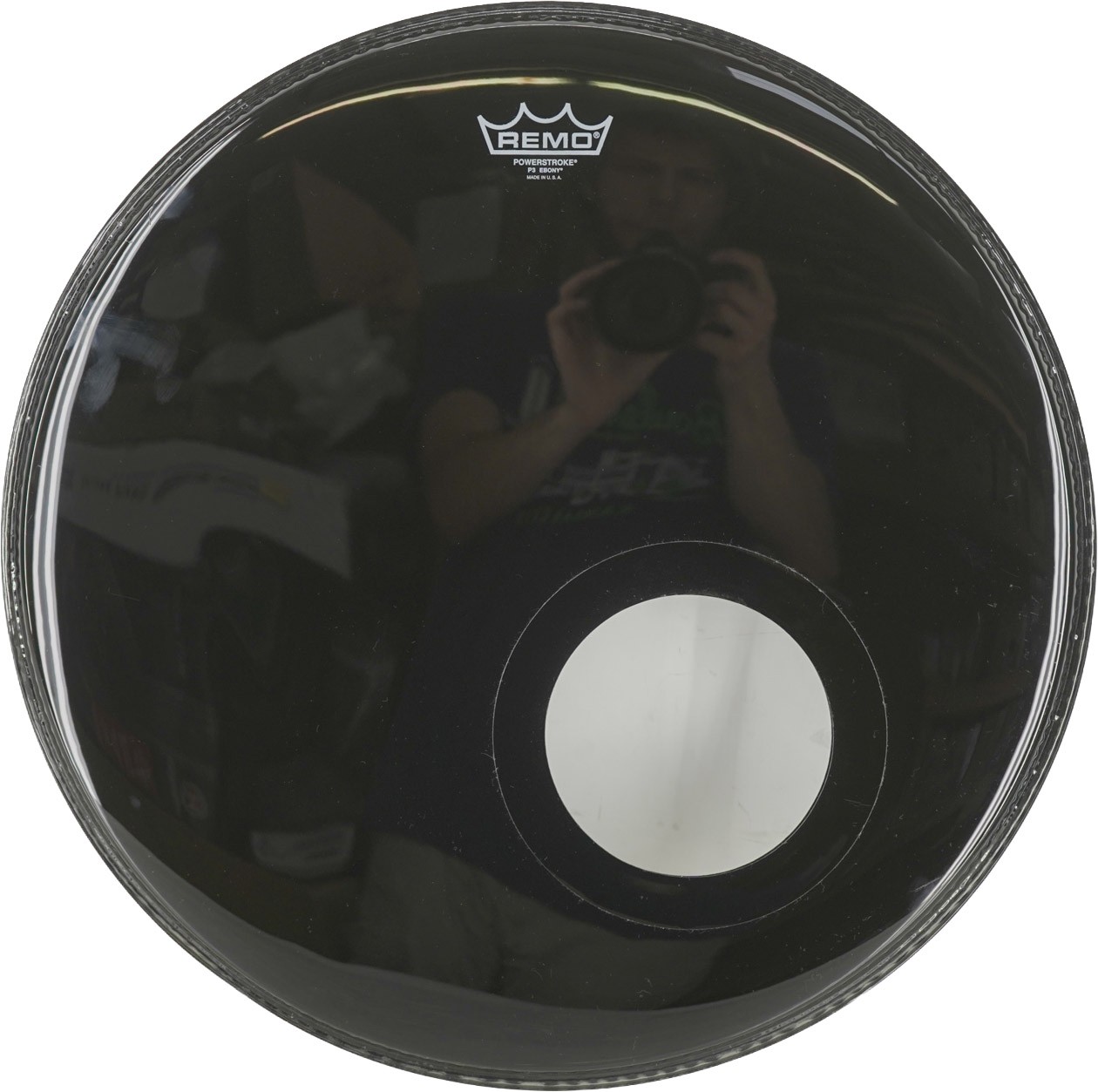 Remo Powerstroke P3 Ebony Bass Drum Head With 5" Black DynamO - 20 in.