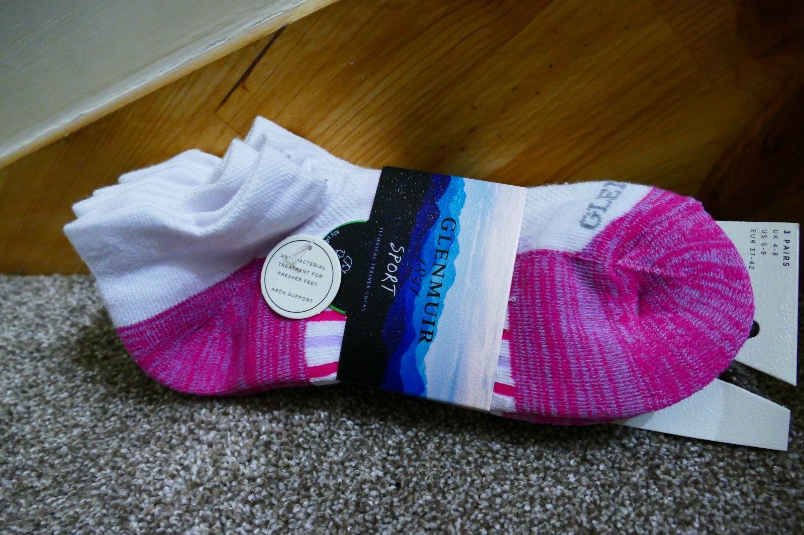 Glenmuir Sport Trainer Socks Pack of 3 pairs Size UK 4 - 8 - bnwt