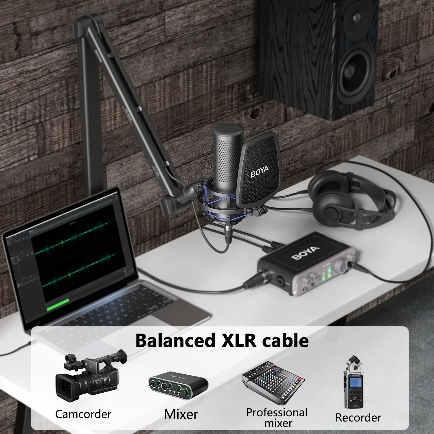 BOYA BY-M1000 PRO Large Diaphragm Condenser Studio Microphone Podcast Recording