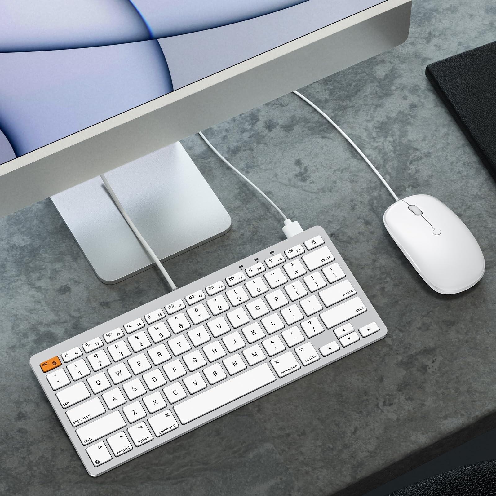 OMOTON Wired Keyboard and Mouse Compatible with Mac, Keyboard with Dual Inter...