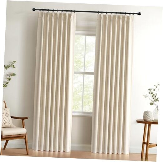 Linen Look Textured Pinch Pleated 40"W x 84"L (Pack of 2) Alba | Cream