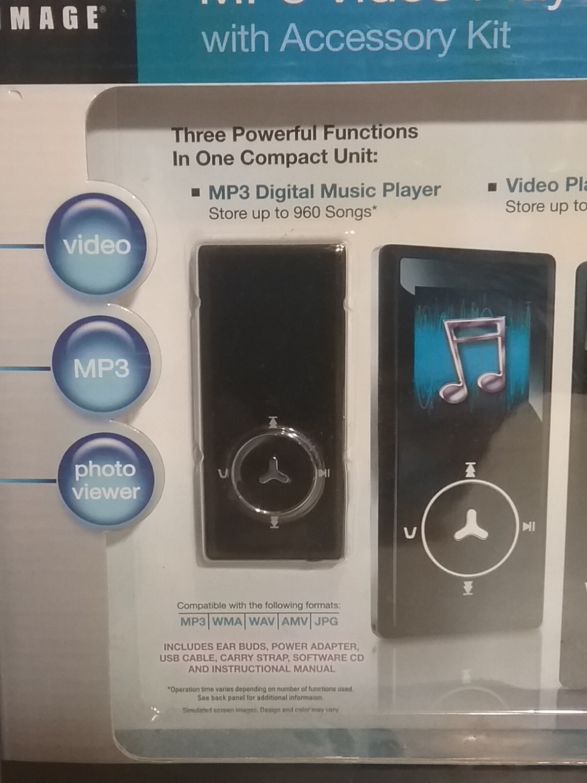 NIB: MP3 Video Player: Sharper Image: Accessory Kit: 4GB