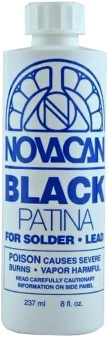 Novacan Black Patina for Lead & Solder -8 oz. Stained Glass Supplies Top Quality