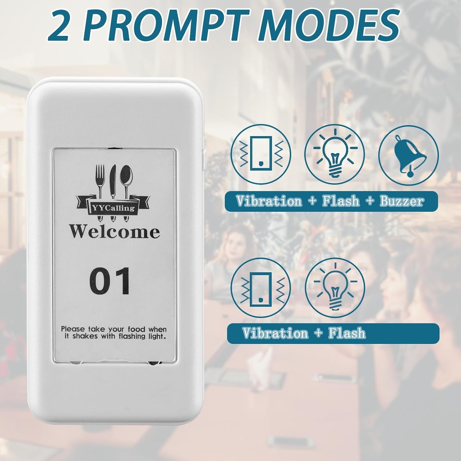 Versatile 10-Channel Restaurant Buzzers - Vibration, Flashing & Buzzer Modes