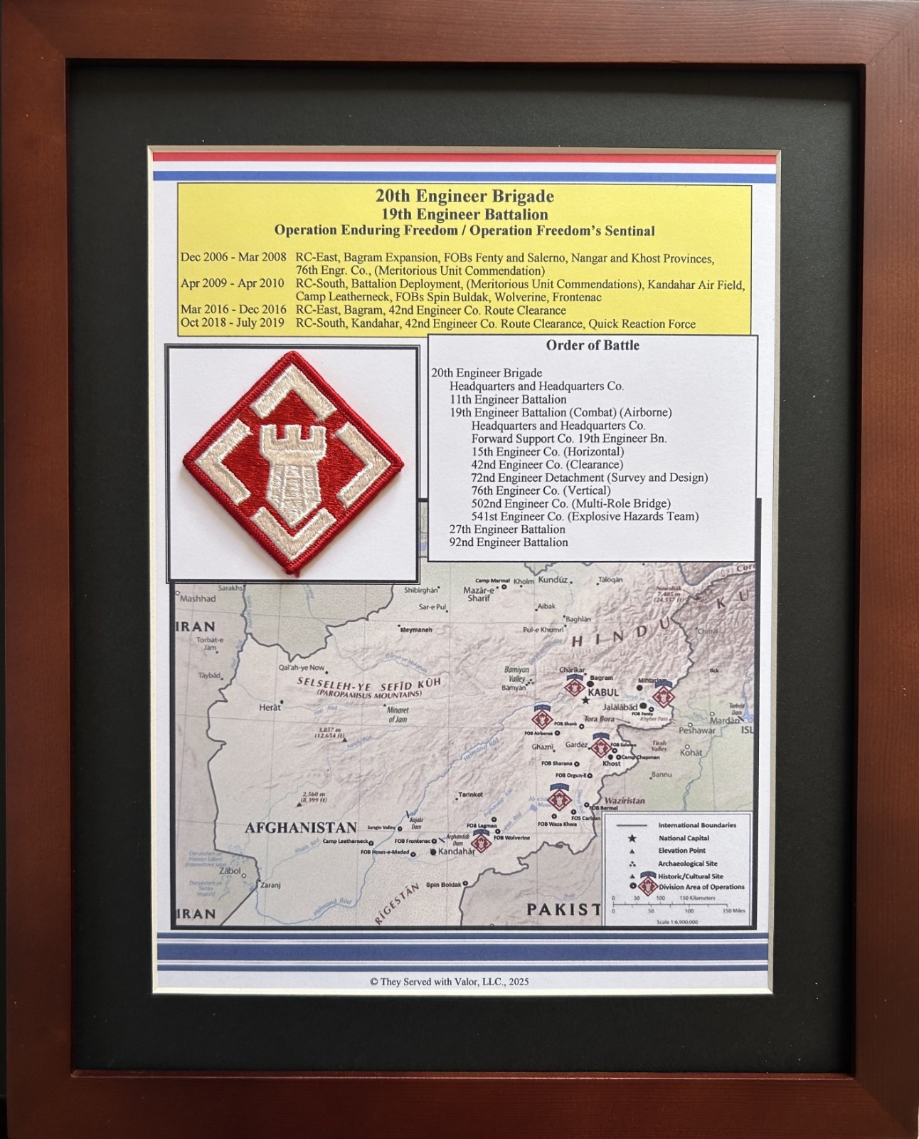 20th Engineer Brigade, 19th Engr Battalion  Operation Enduring Freedom 11" x 14"