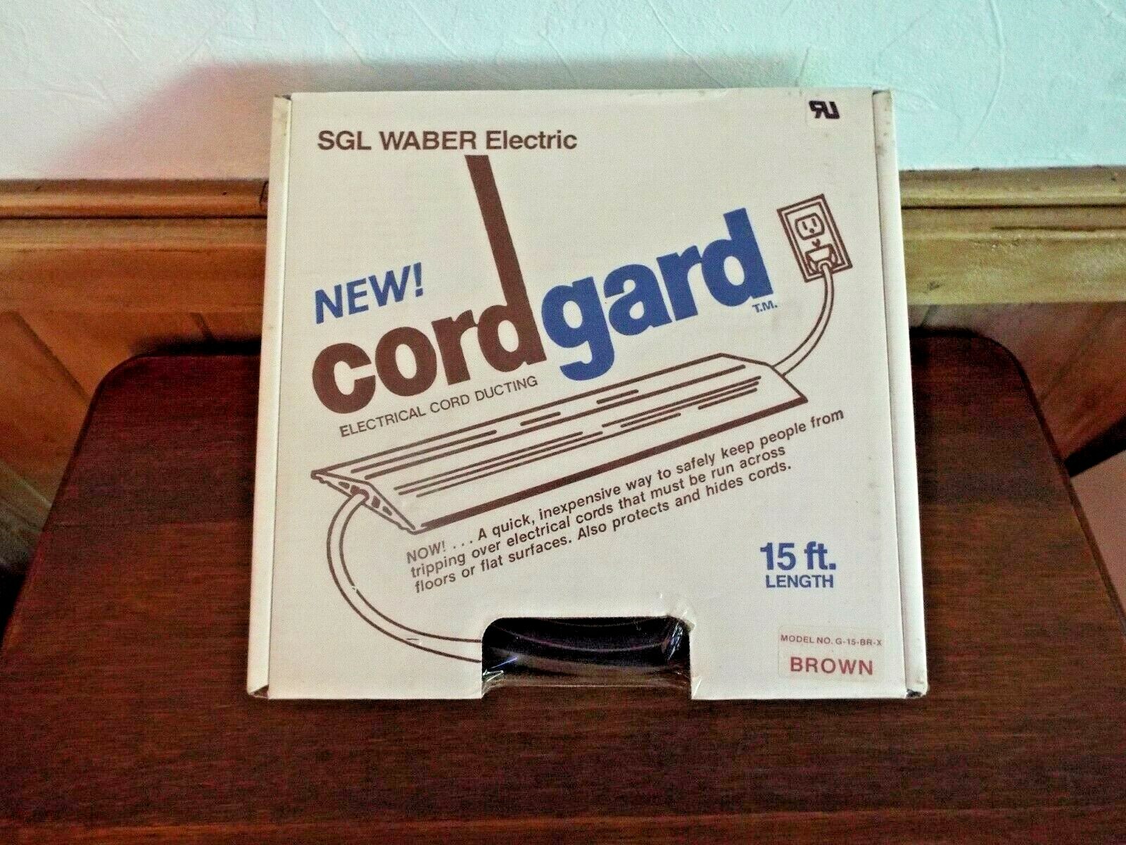NEW OLD STOCK Vintage SGL WABER Cordgard 15' Brown Safety Cord Cover