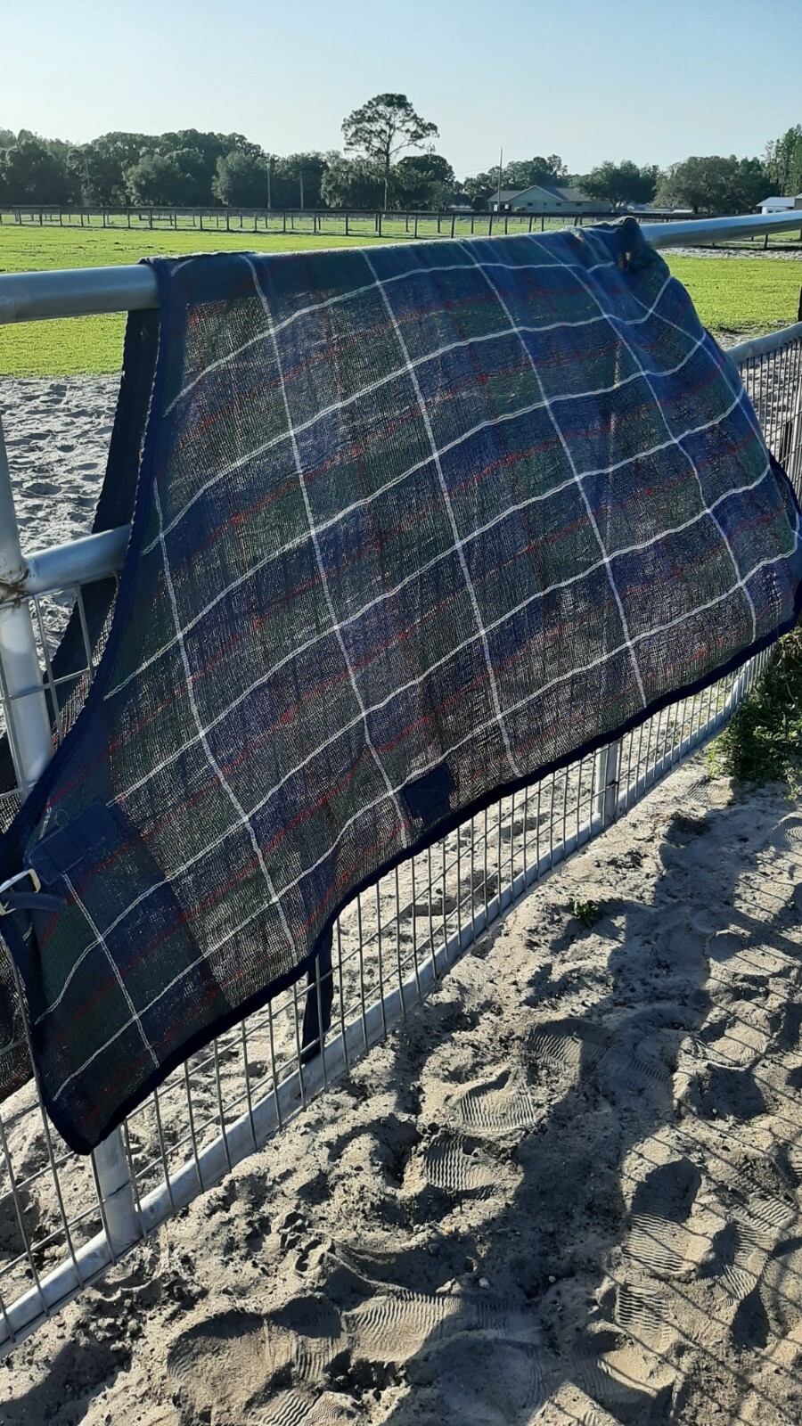PONY Scrim Sheet SIZE 62 -Green Red and Blue Plaid Cooler Anti Sweat
