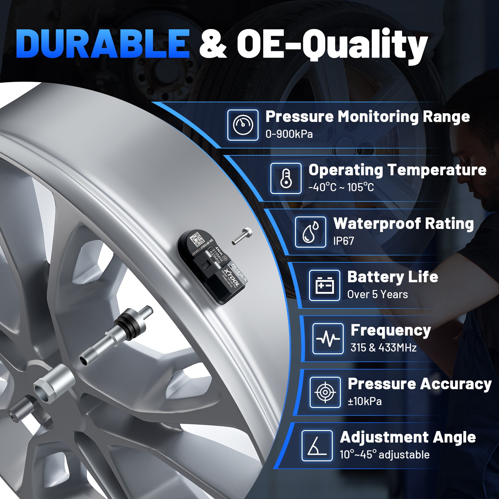 XTOOL TP580 +4PCS TS100 Sensor Programming TPMS Relearn Activate Full Diagnostic