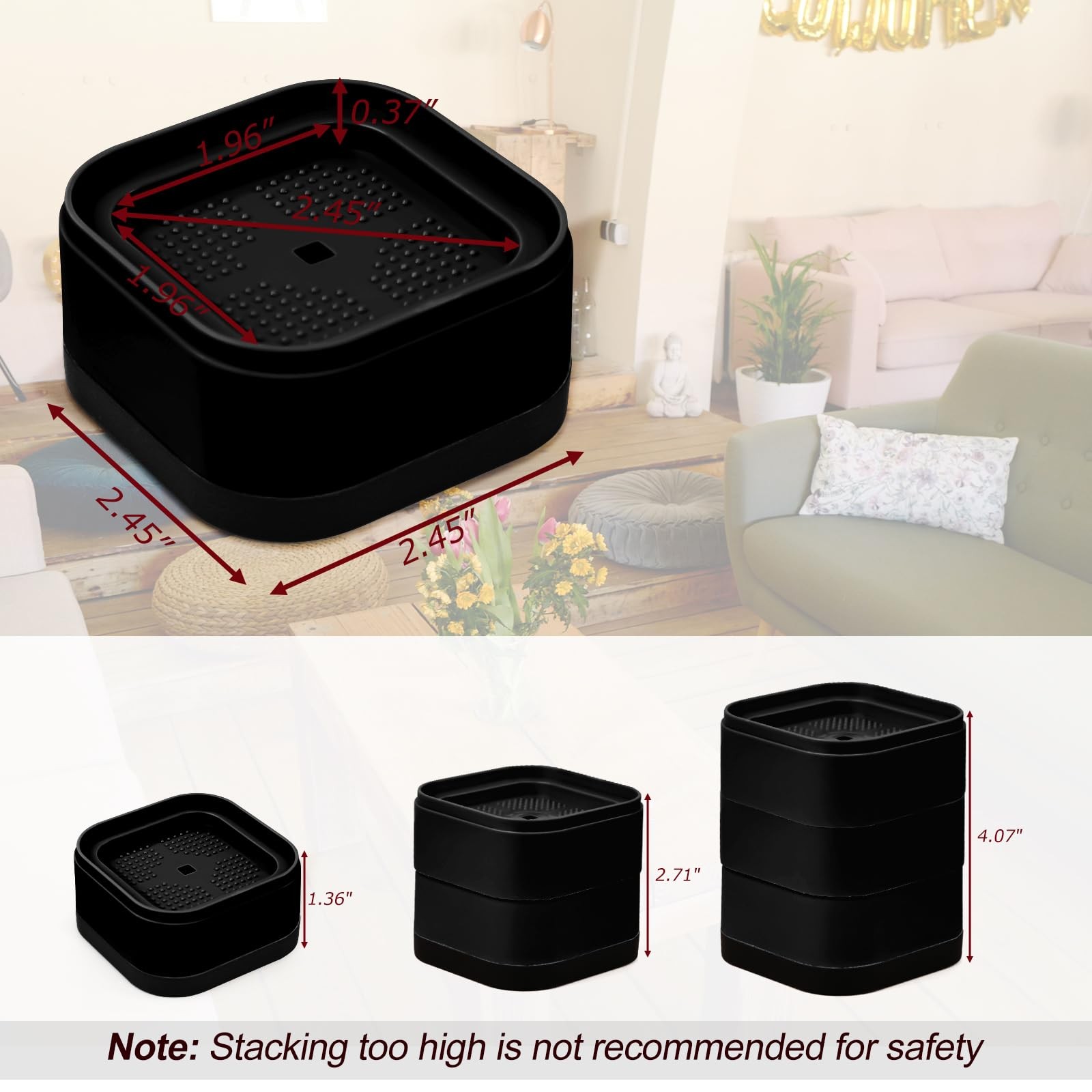 8 Pack Furniture Risers Adjustable Bed Risers Heavy Duty Stackable | Bed Raisers