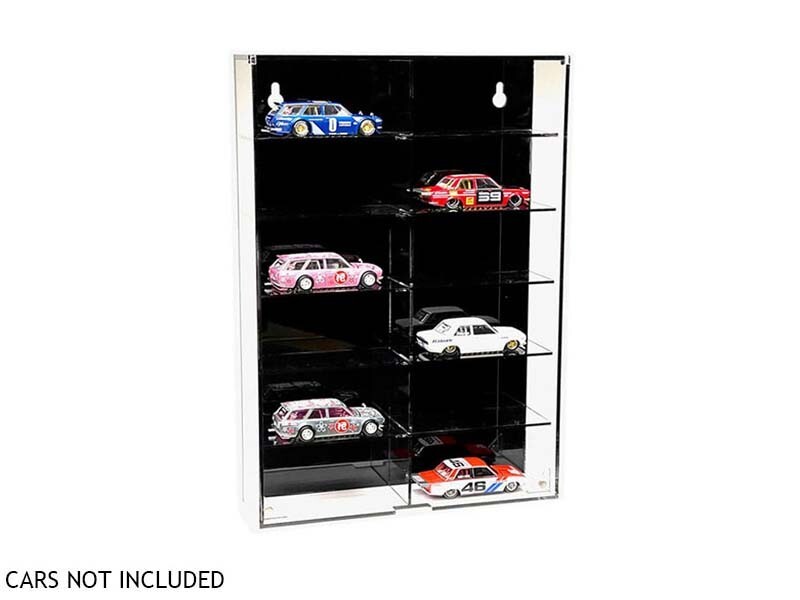 12-Car Display Case Wall Mount Plastic Back Fits 1:64 Scale Models - MJ08012BK