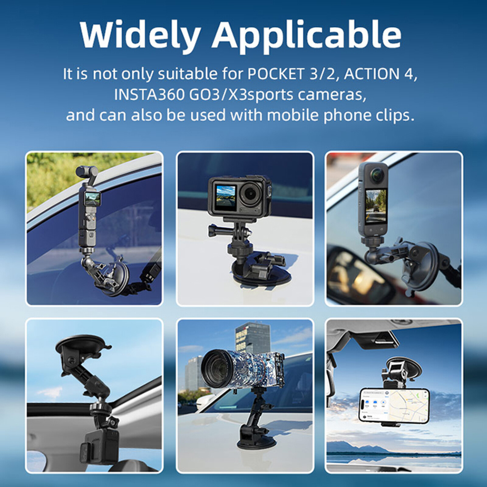 For DJI OSMO POCKET 3 Car Suction Cup Bracket Camera Adapter Bezel Accessory
