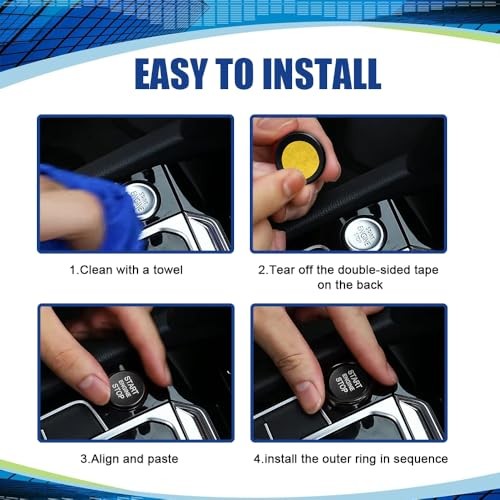 Car Push Start Button Cover, Engine Start Stop Button Cover, Alumninum Black
